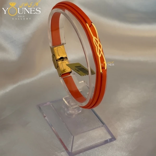 دستبند طلا زنانه چرم بی نهایت قلبیL112